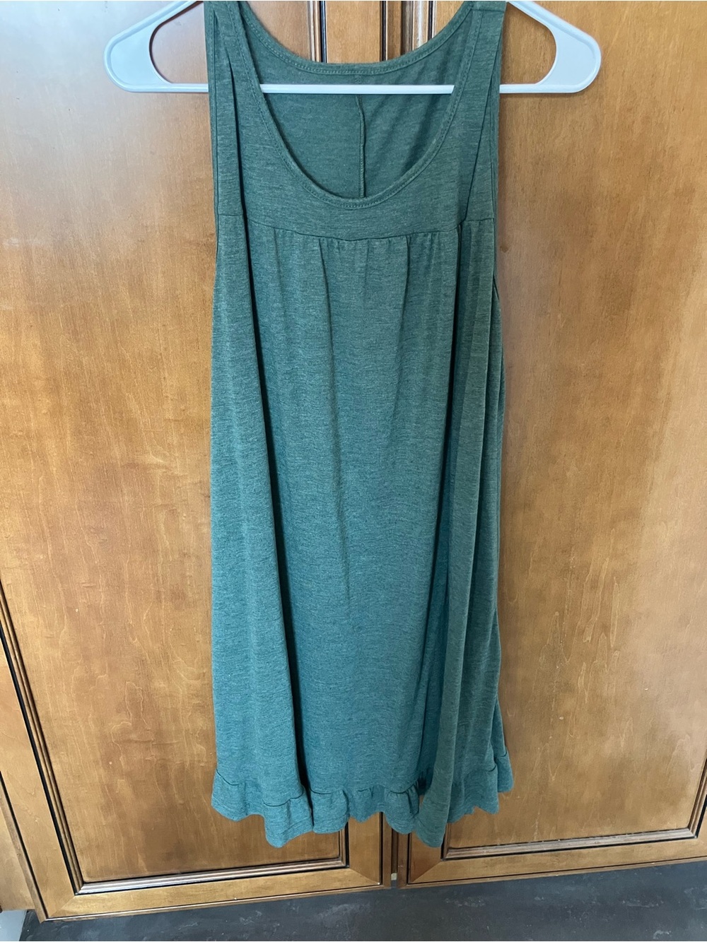 Sleeveless Green Tank Dress with Ruffle Hem